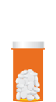 Small orange pill bottle with white pills.