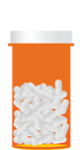 Medium orange pill bottle with while pills.